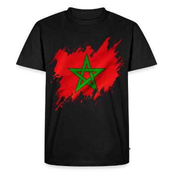 Flag of Morocco in torn style - Men's Premium Organic T-Shirt - black - Front - Nico (187cm)