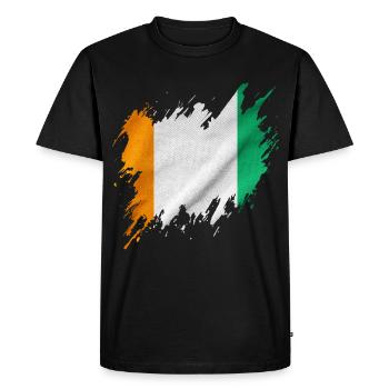 Drapeau de la Côte d’Ivoire dans un style déchiré - T-shirt Premium bio Homme - noir - Devant - Nico (187cm)