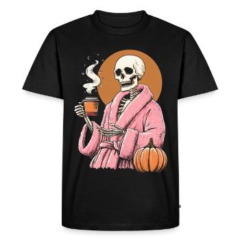 Skeleton Robe Pumpkin Halloween Costume Coffee - Men's Premium Organic T-Shirt - black - Front - Nico (187cm)