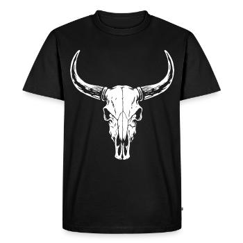 Silhouette de crâne de taureau - Style western - T-shirt Premium bio Homme - noir - Devant - Nico (187cm)