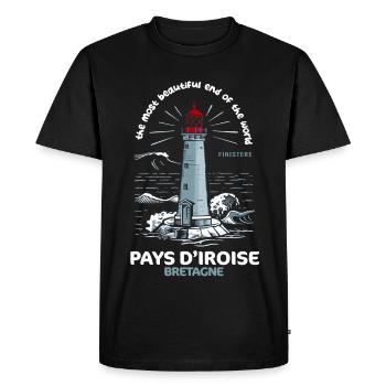 Pays d'Iroise Plus Bel Endroit du Monde Finistère - T-shirt Premium bio Homme - noir - Devant - Nico (187cm)