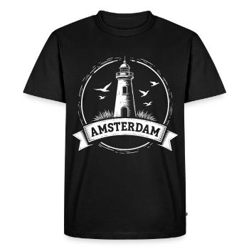 Phare d’Amsterdam Maritimes - T-shirt Premium bio Homme - noir - Devant - Nico (187cm)