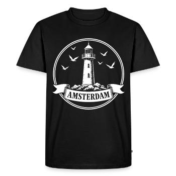 Phare d’Amsterdam Maritimes - T-shirt Premium bio Homme - noir - Devant - Nico (187cm)