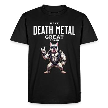 Make Death Metal Great Again Bull Terrier Design - T-shirt Premium bio Homme - noir - Devant - Nico (187cm)