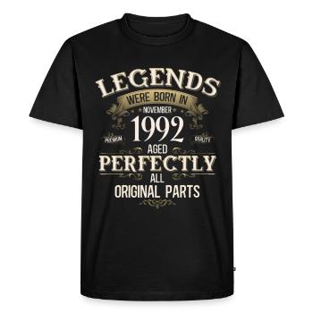 33rd Birthday Legend November Vintage 1992 - Men's Premium Organic T-Shirt - black - Front - Nico (187cm)