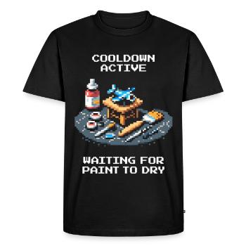 Temps de recharge : la peinture sèche | Miniatures - T-shirt Premium bio Homme - noir - Devant - Nico (187cm)