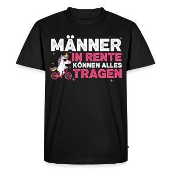 Pensioner Unicorn Funny Saying Pension Retirement - Men's Premium Organic T-Shirt - black - Front - Nico (187cm)