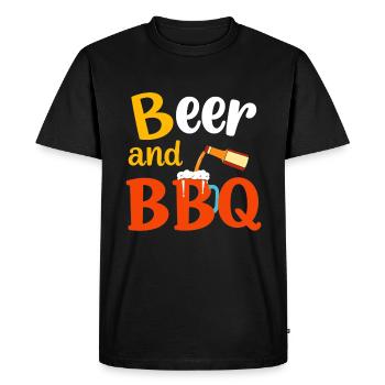 Bière et BBQ - T-shirt Premium bio Homme - noir - Devant - Nico (187cm)