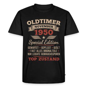 Cadeau 75ème anniversaire Voiture de collection Novembre 1950 - T-shirt Premium bio Homme - noir - Devant - Nico (187cm)
