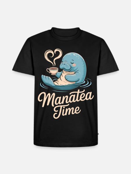 Manatee Marine Animal Ocean Loves Tea - Men's Premium Organic T-Shirt - black