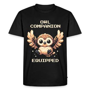 Owl Companion Equipped | RPG Animal Lover - Men's Premium Organic T-Shirt - black - Front - Nico (187cm)