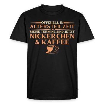 Partial retirement, naps and coffee - early retirement - Men's Premium Organic T-Shirt - black - Front - Nico (187cm)