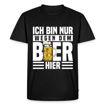 Je suis là juste pour la bière - T-shirt Premium bio Homme - noir - Devant - Nico (187cm)