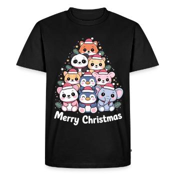Sapin de Noël animal – Animaux de Noël mignons - T-shirt Premium bio Homme - noir - Devant - Nico (187cm)
