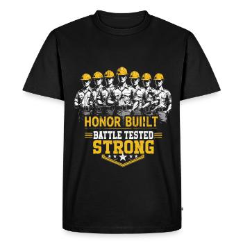 Mécanique militaire Honor Built Testé en combat - T-shirt Premium bio Homme - noir - Devant - Nico (187cm)