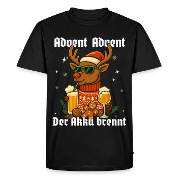 Avent Avent – La batterie brûle les rennes - T-shirt Premium bio Homme - noir - Devant - Nico (187cm)