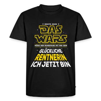 Das Wars - Rente 2026 - Glückliche Rentnerin - Männer Premium Bio T-Shirt - Schwarz - Vorne - Nico (187cm)