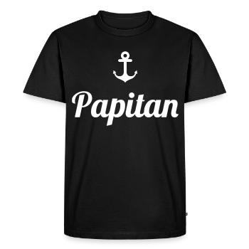 Papitän Funny Pun Capitaine Papa Ancre - T-shirt Premium bio Homme - noir - Devant - Nico (187cm)