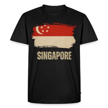 Grunge flag of Singapore, I love Singapore - Men's Premium Organic T-Shirt - black - Front - Nico (187cm)