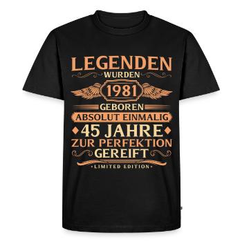 45e anniversaire absolument unique - né en 1981 - T-shirt Premium bio Homme - noir - Devant - Nico (187cm)
