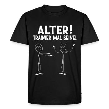 Stick Figure OLD TRAINER TIMES LEGS Funny - Men's Premium Organic T-Shirt - black - Front - Nico (187cm)