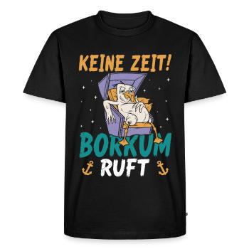 Vacances à la mer du Nord PAS DE TEMPS BORKUM APPELLE DES CHOSES DRÔLES - T-shirt Premium bio Homme - noir - Devant - Nico (187cm)