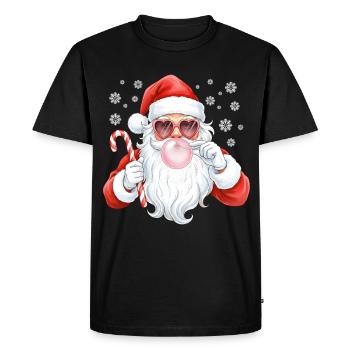 Père Noël Bubble Gum Rose - T-shirt Premium bio Homme - noir - Devant - Nico (187cm)