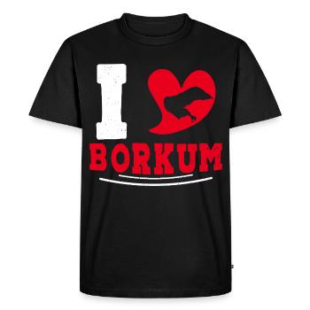 Île de Borkum J’ADORE BORKUM Drôle - T-shirt Premium bio Homme - noir - Devant - Nico (187cm)