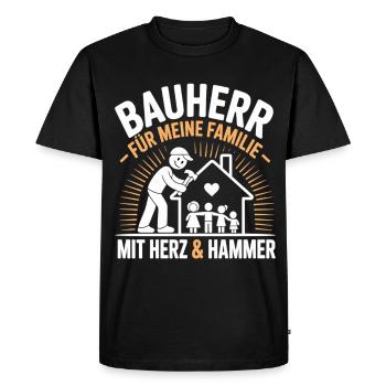 Constructeur Pour la famille avec cœur et marteau - T-shirt Premium bio Homme - noir - Devant - Nico (187cm)