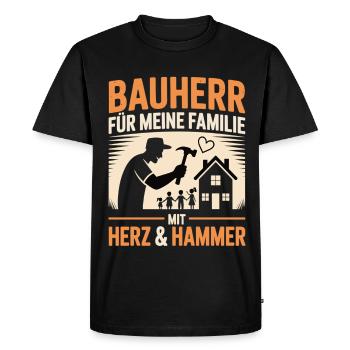 Constructeur Pour la famille avec cœur et marteau - T-shirt Premium bio Homme - noir - Devant - Nico (187cm)