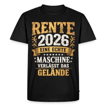 Retraite 2026 La machine quitte le site Vintage - T-shirt Premium bio Homme - noir - Devant - Nico (187cm)