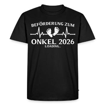 Uncle 2026 loading pregnancy announcement - Men's Premium Organic T-Shirt - black - Front - Nico (187cm)