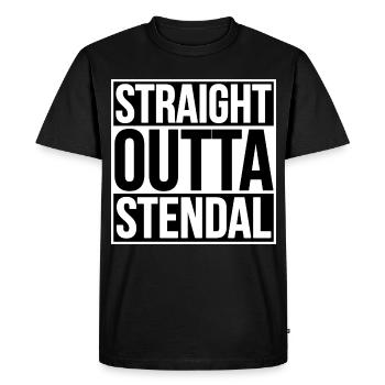 Straight Outta Stendal - Men's Premium Organic T-Shirt - black - Front - Nico (187cm)