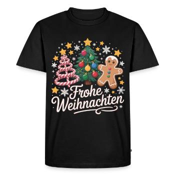 Joyeux Noël avec des étoiles et une canne à sucre - T-shirt Premium bio Homme - noir - Devant - Nico (187cm)
