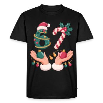 6 7 Chemise de Noël avec canne à sucre - T-shirt Premium bio Homme - noir - Devant - Nico (187cm)