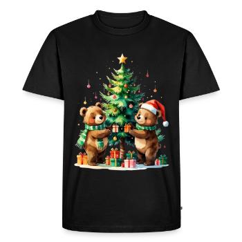 Winter bears on the Christmas tree - Men's Premium Organic T-Shirt - black - Front - Nico (187cm)