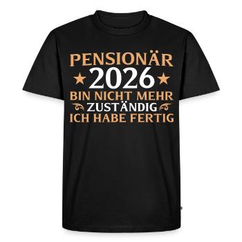 Retraité 2026 Je ne suis plus responsable - T-shirt Premium bio Homme - noir - Devant - Nico (187cm)