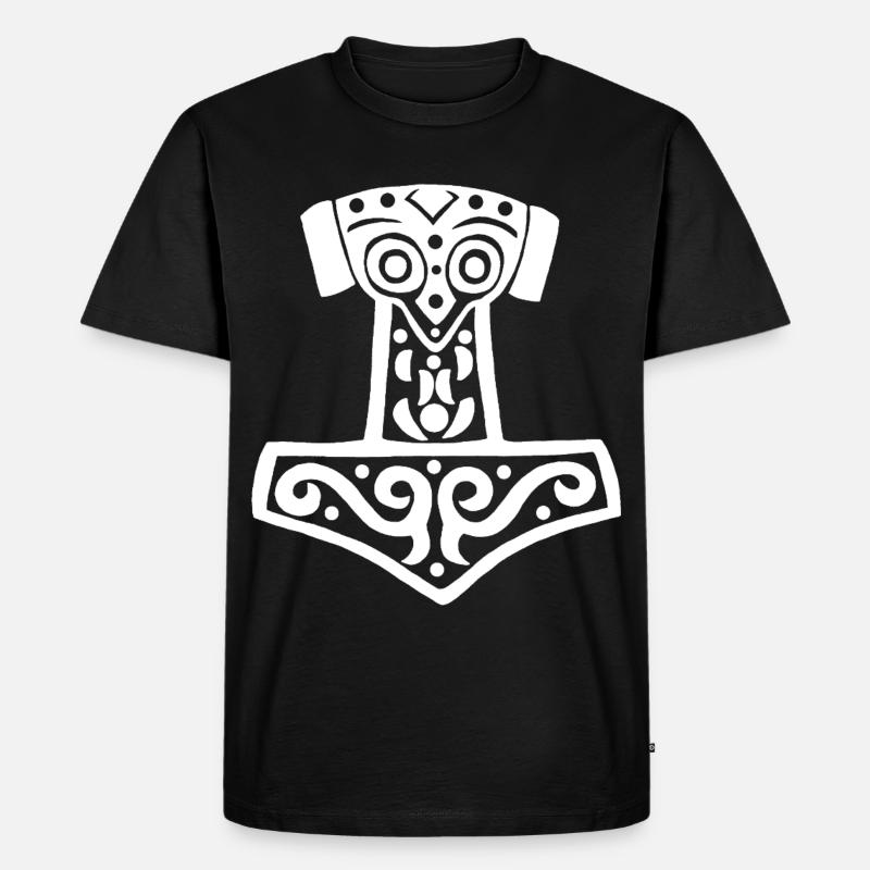 Thors Hammer (weiß) - Männer Premium Bio T-Shirt - Schwarz