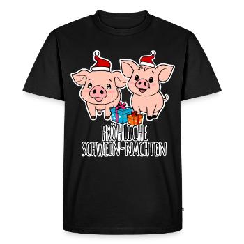 Pig Christmas, Happy Pig Nights! - Men's Premium Organic T-Shirt - black - Front - Nico (187cm)