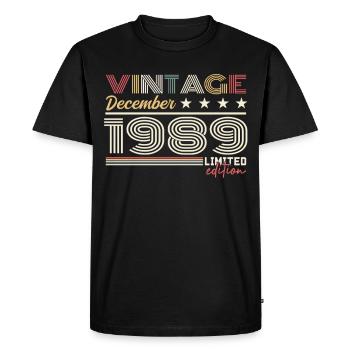 Cadeau Décembre 1989 - T-shirt Premium bio Homme - noir - Devant - Nico (187cm)