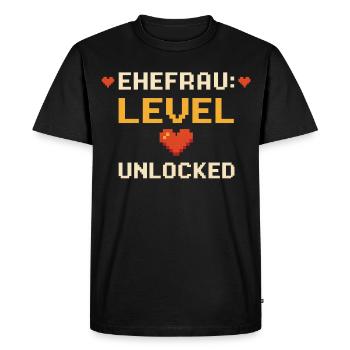 Wife Level Unlocked Funny Gamer Nerd - Men's Premium Organic T-Shirt - black - Front - Nico (187cm)
