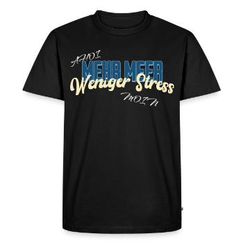 Plus de mer, moins de stress – Mer du Nord Moin Ahoy - T-shirt Premium bio Homme - noir - Devant - Nico (187cm)