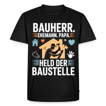 Builder for my family – Heart & Hammer Style - Men's Premium Organic T-Shirt - black - Front - Nico (187cm)