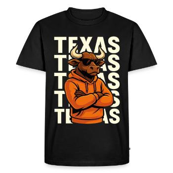 Taureau cool à la texane - T-shirt Premium bio Homme - noir - Devant - Nico (187cm)