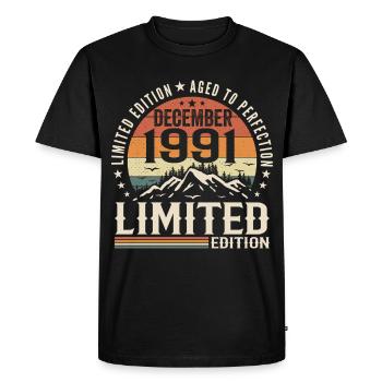 Cadeau Decembre 1991 - T-shirt Premium bio Homme - noir - Devant - Nico (187cm)