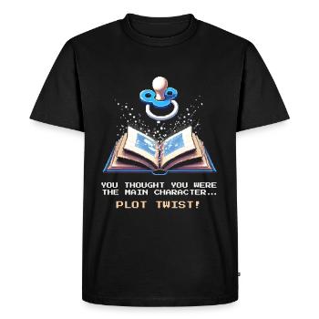 Plot Twist | The baby is now the hero - Men's Premium Organic T-Shirt - black - Front - Nico (187cm)