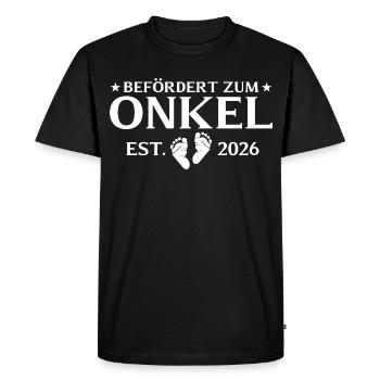 Promoted to uncle est. 2026 - Men's Premium Organic T-Shirt - black - Front - Nico (187cm)