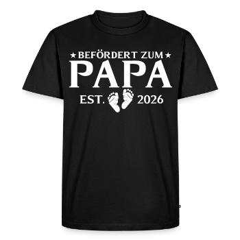 Promu au rang de Papa est. 2026 Paternité - T-shirt Premium bio Homme - noir - Devant - Nico (187cm)