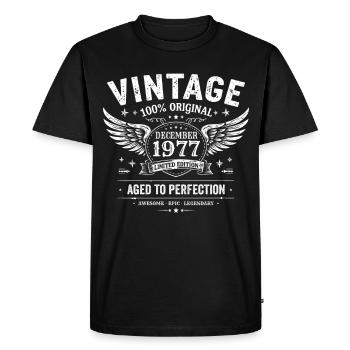 Cadeau Vintage Decembre 1977 Anniversaire 1977 - T-shirt Premium bio Homme - noir - Devant - Nico (187cm)