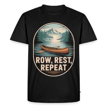 Canoe on the lake – peace, nature, freedom - Men's Premium Organic T-Shirt - black - Front - Nico (187cm)